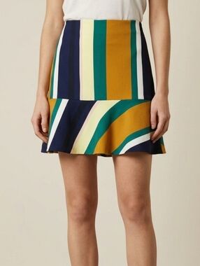 Zara Multicolor Striped Polyester A-Lined Skirt Zip Size Size XS